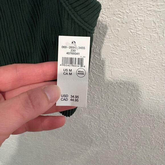 Aerie Superchill Seamless High Neck Bra Top Medium NWT Sycamore Green Cropped - Picture 3 of 6